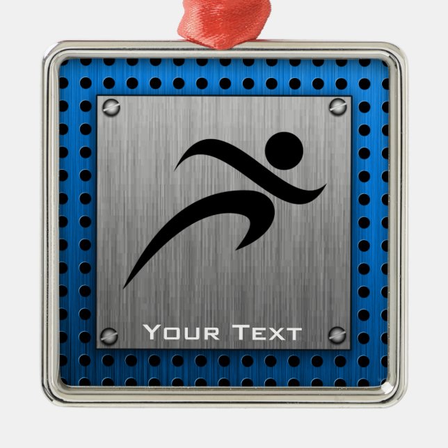 Brushed Metal look Running Ornament (Front)