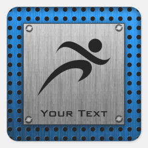 Brushed Metal look Running Square Sticker