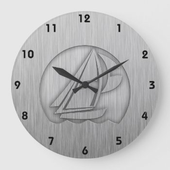 Brushed Metal-look Sailing Large Clock by SportsWare at Zazzle