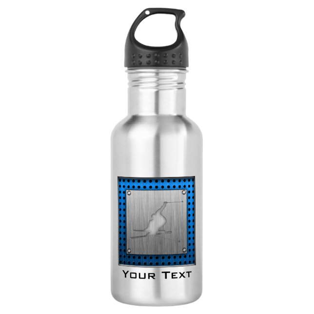 Brushed Metal-look Snow Skiing Stainless Steel Water Bottle (Front)