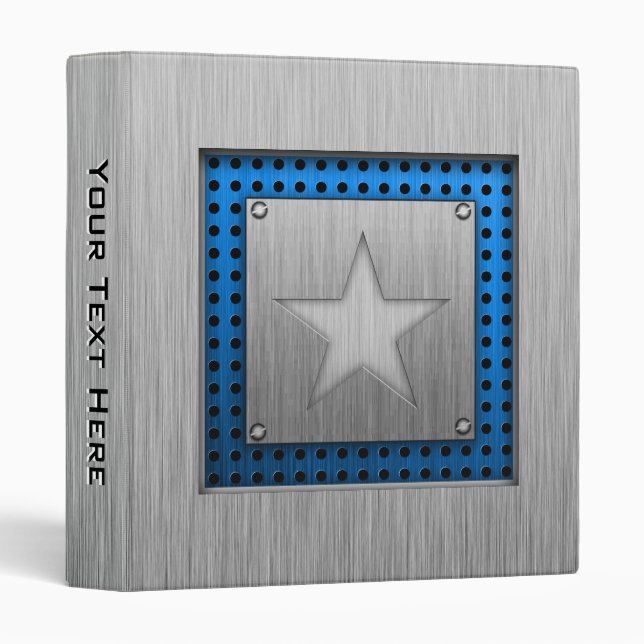 Brushed Metal-look Star 3 Ring Binder (Front/Spine)