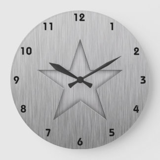 Brushed Metal-look Star Large Clock