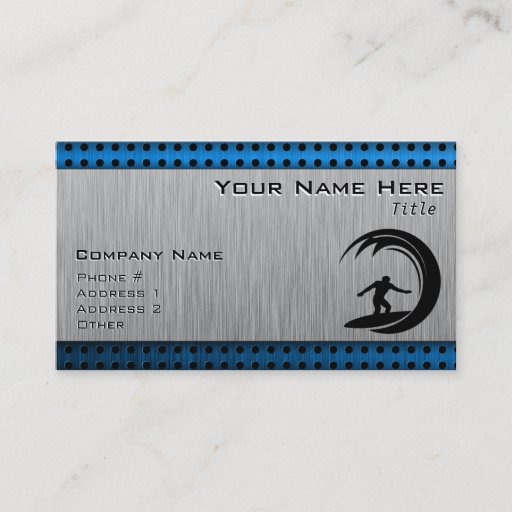 Customizable Brushed Metal look Surfing Business Card Template
