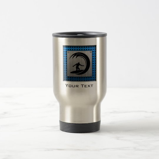 Brushed Metal look Surfing Travel Mug