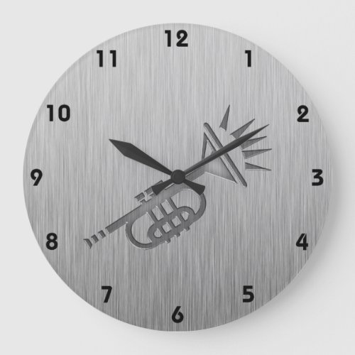 Brushed metal_look Trumpet Large Clock
