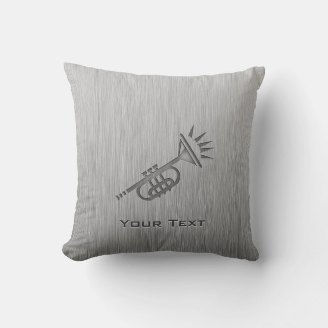 Brushed metal-look Trumpet Throw Pillow (Front)