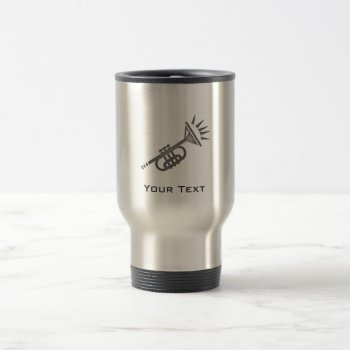 Brushed Metal-look Trumpet Travel Mug by MusicPlanet at Zazzle