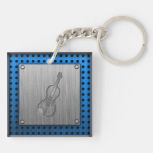 Brushed metal-look Violin Keychain