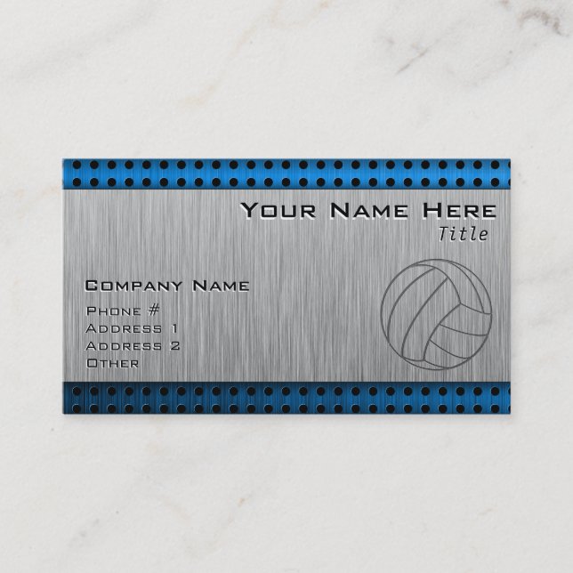 Brushed Metal-look Volleyball Business Card (Front)