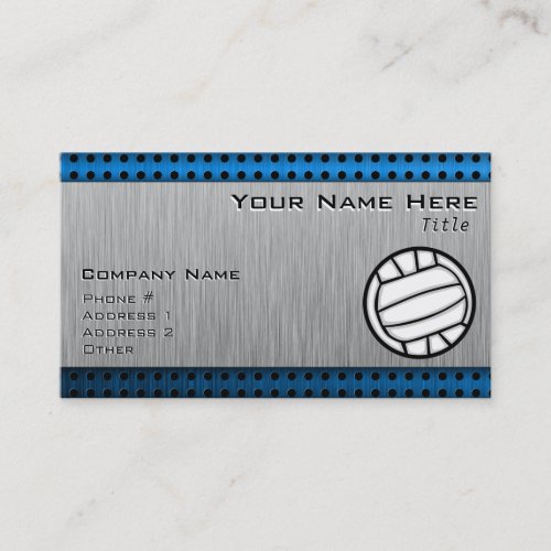Brushed Metal look Volleyball Business Card Templates