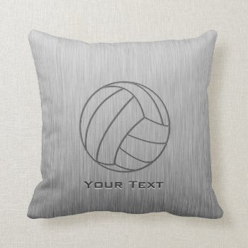 Brushed Metal-look Volleyball Throw Pillow by SportsWare at Zazzle