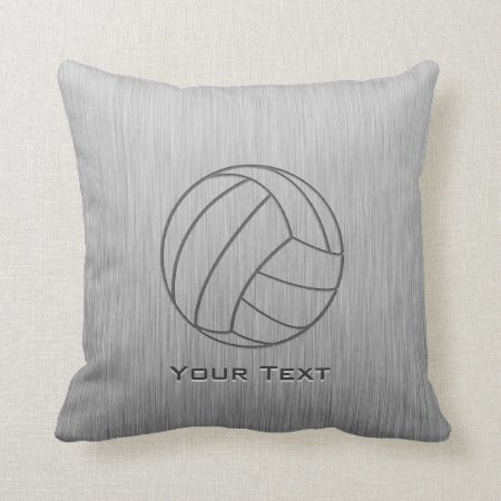 Brushed Metal-look Volleyball Throw Pillow