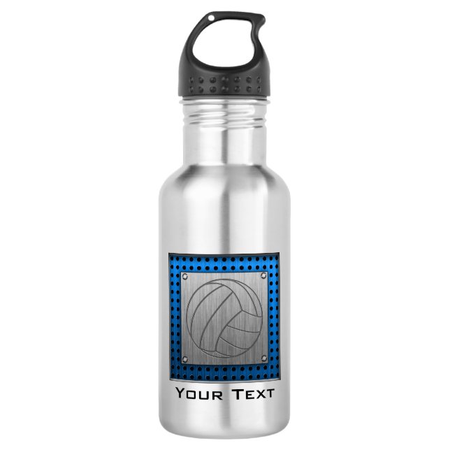 Brushed Metal-look Volleyball Water Bottle (Front)