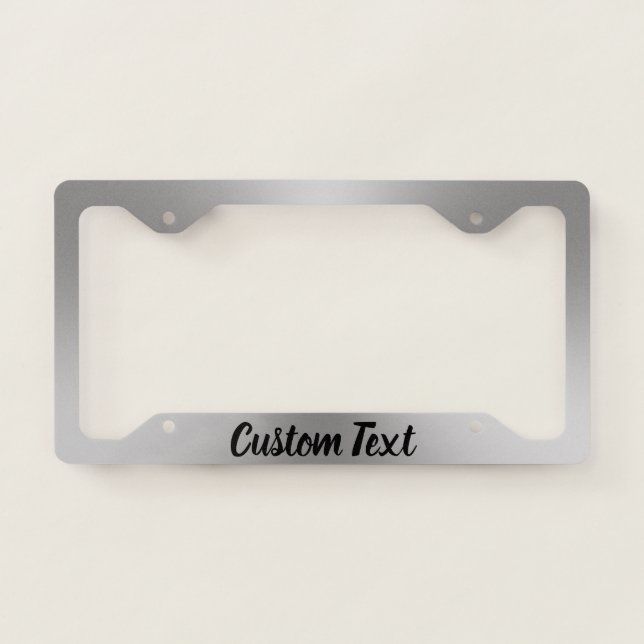 Brushed Metal Look with Black Script License Plate Frame (Front)