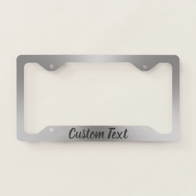 Brushed Metal Look with Custom Script License Plate Frame (Front)