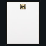 Brushed Metal Monogram Initial Letterhead<br><div class="desc">Make a statement with this personalized luxury letterhead featuring a square brushed metal monogram initial at the top. The classic design is framed in black and perfect for adding a touch of sophistication to your business or personal correspondence. Customize with your own initials and make a lasting impression.</div>
