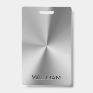 Brushed metal personalized name badge