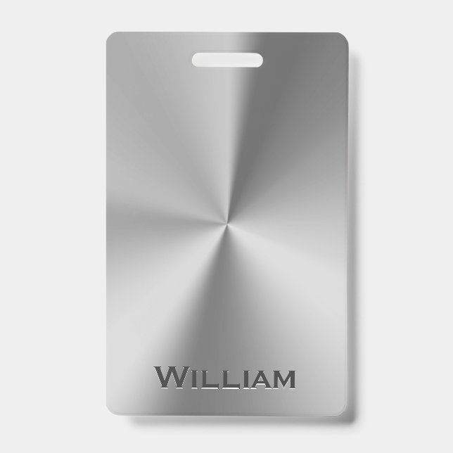 Brushed metal personalized name badge (Front)