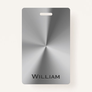 Brushed metal personalized name badge