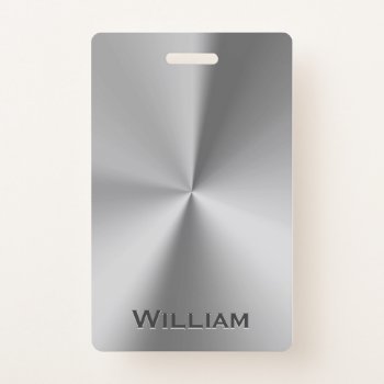 Brushed Metal Personalized Name Badge by jahwil at Zazzle