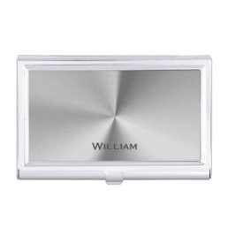 Brushed metal personalized name business card case