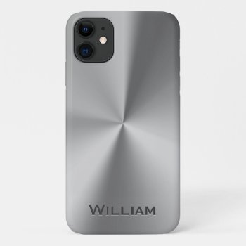 Brushed Metal Personalized Name Iphone 11 Case by jahwil at Zazzle