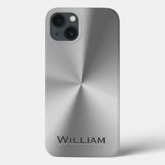 Brushed metal personalized name iPhone 13 case