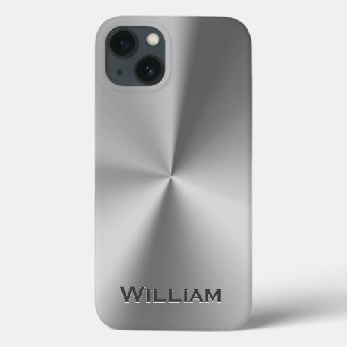 Brushed metal personalized name  iPhone 13 case