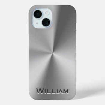 Brushed Metal Personalized Name  Iphone 15 Case by jahwil at Zazzle