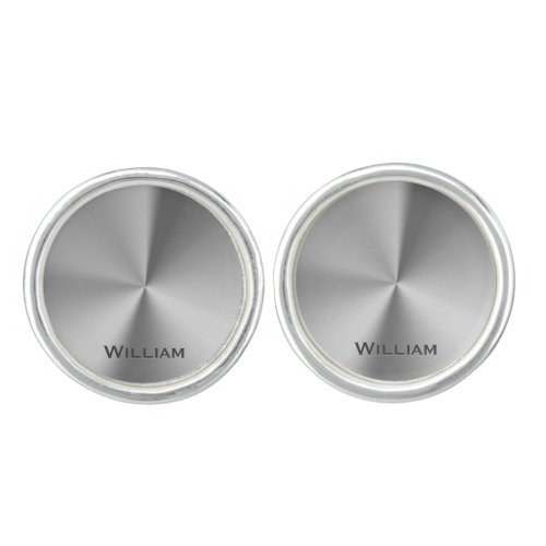 Brushed metal personalized name cufflinks