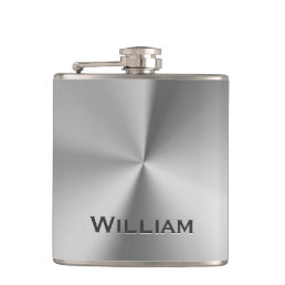 Brushed metal personalized name flask