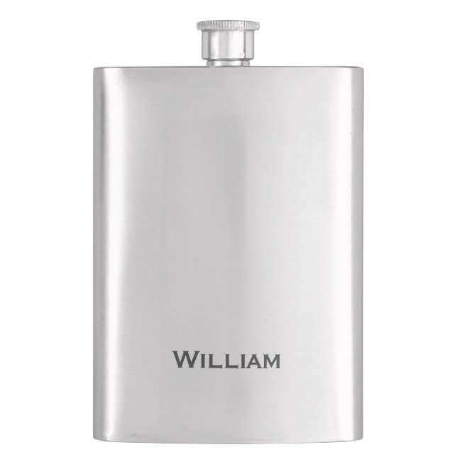 Brushed metal personalized name flask (Front)