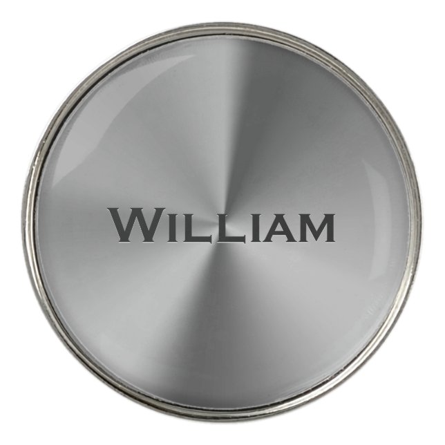 Brushed metal personalized name golf ball marker (Front)