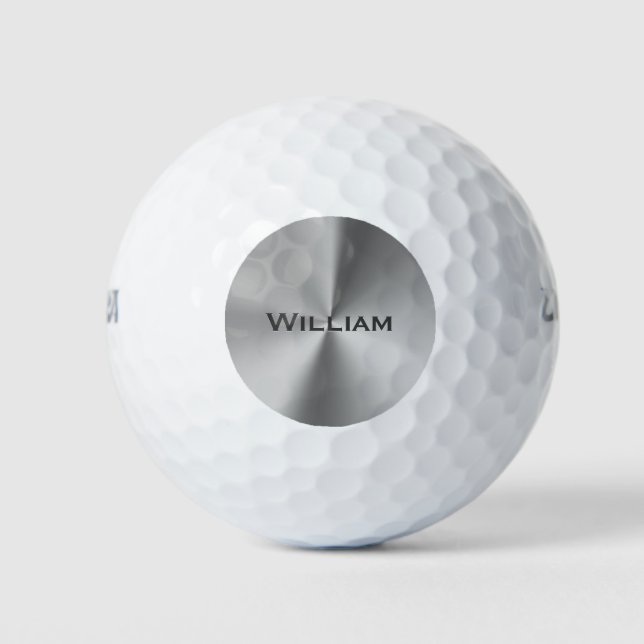 Brushed metal personalized name golf balls (Front)