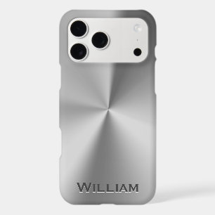 Brushed metal personalized name iPhone 17 pro max case
