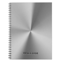 Brushed metal personalized name notebook