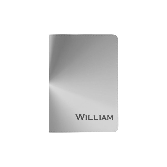 Brushed metal personalized name passport holder (Front)