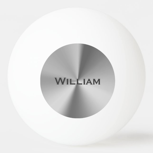 Brushed metal personalized name ping pong ball (Front)