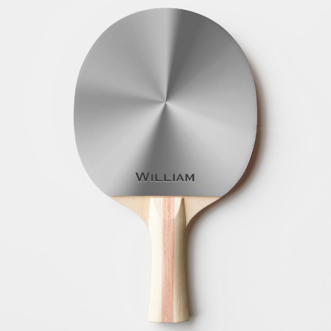 Brushed metal personalized name ping pong paddle (Front)