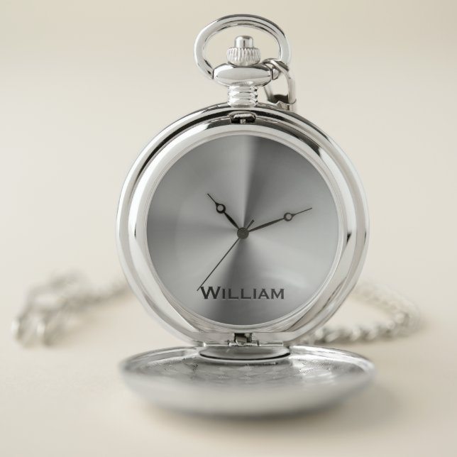 Brushed metal personalized name pocket watch (Inside)