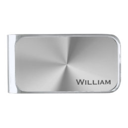 Brushed metal personalized name silver finish money clip