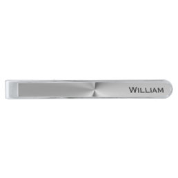 Brushed metal personalized name silver finish tie bar