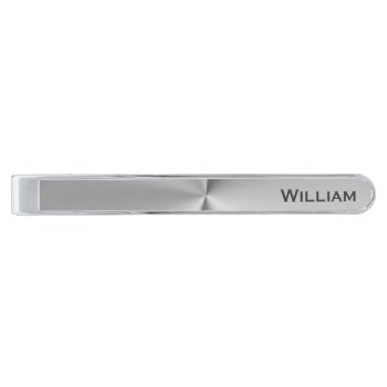 Brushed Metal Personalized Name Silver Finish Tie Bar by jahwil at Zazzle