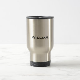 Brushed metal personalized name travel mug