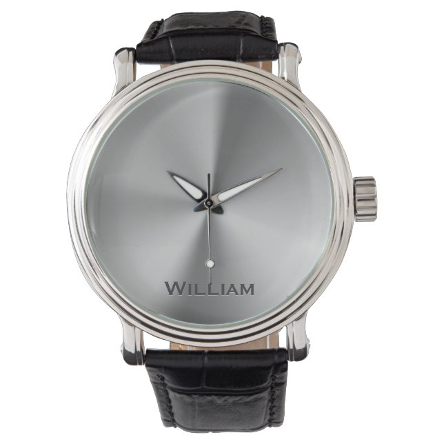 Brushed metal personalized name watch (Front)