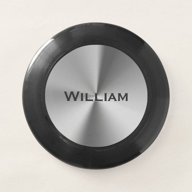 Brushed metal personalized name  Wham-O frisbee (Front)