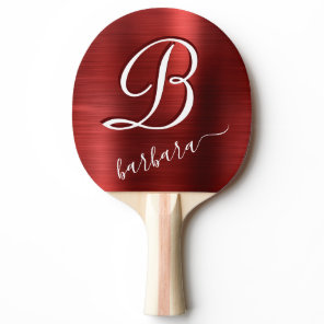 Brushed Metal Personalized Red Ping Pong Paddle
