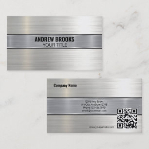 Brushed Metal QR Business Business Card
