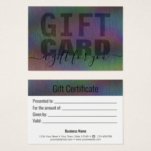Brushed Metal Rainbow Holographic Gift Card Black 