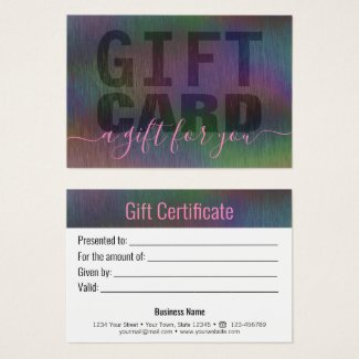 Brushed Metal Rainbow Holographic Gift Card Pink